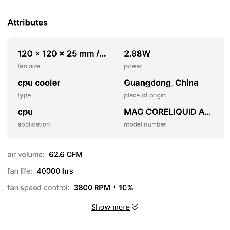 CPU Cooler Manufacturer - MSI CORELIQUID A13 240 LGA1700/1851/AM5 62.6CFM RGB 3/4pin
