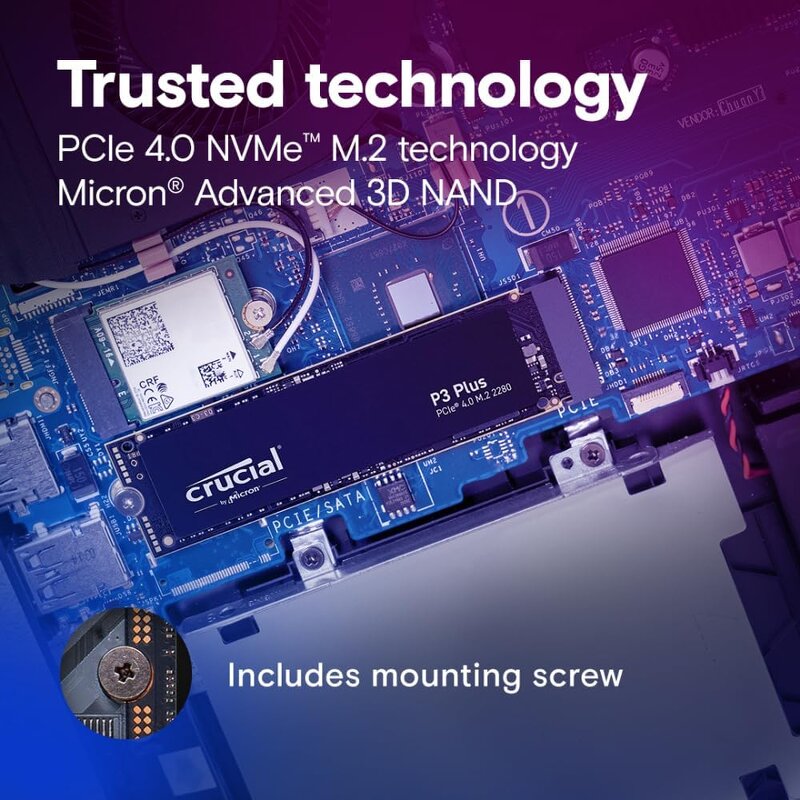 SSD Solid State Drive Manufacturer - Crucial P3 Plus 1TB PCIe4.0 NVMe M.2 Laptop 5000MB/s