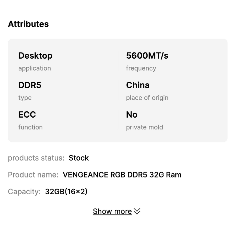 RAM Memory Manufacturer - Corsair Compatible DDR5 5600MHz 32GB ECC Laptop/Desktop RAM