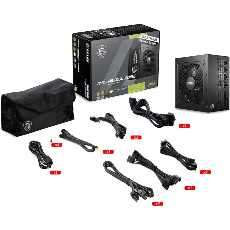 Power Supply Manufacturer - MSI MAG A850GL PCIE5 850W 80+Gold Fully Modular ATX3.1