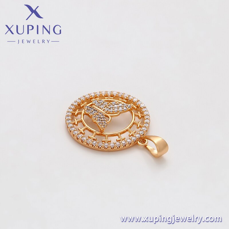 Women Pendant Manufacturer - XUPING X000759187 18K Gold Plated Butterfly Circle Necklace