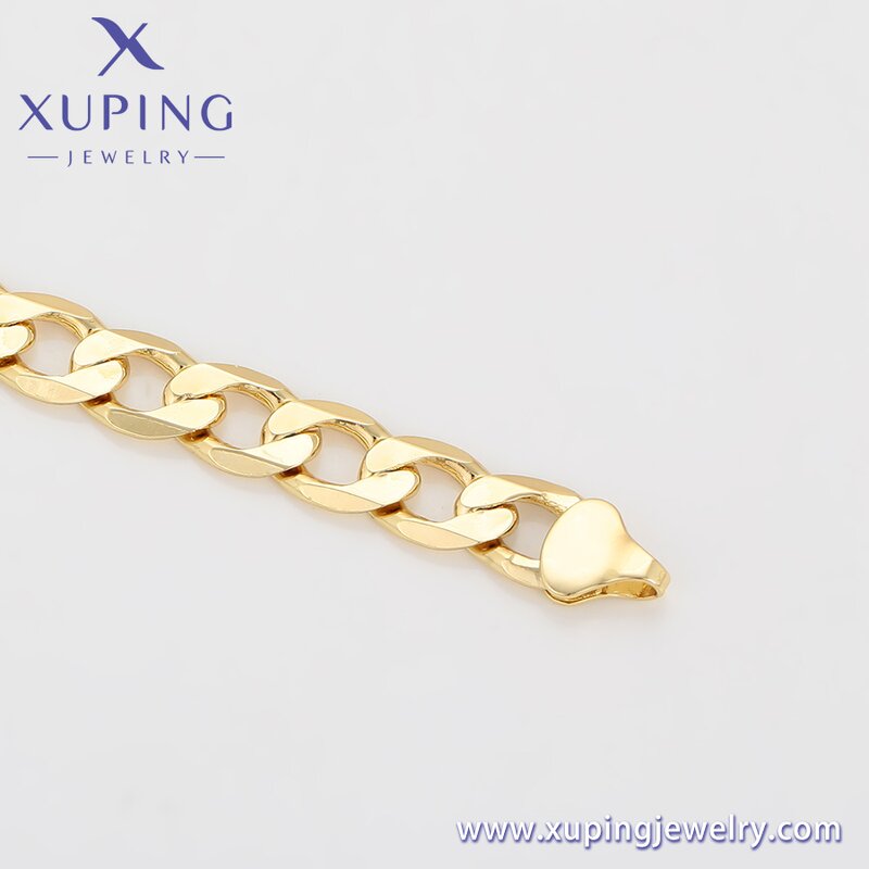 Women Anklet Manufacturer - XUPING X000989880 14K Gold Plated 25cm Cuban Alloy Chain