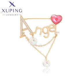 Women Brooch Manufacturer - XUPING A00912246 Heart Pendant Angle Letter Alphabet