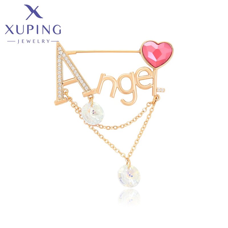 Women Brooch Manufacturer - XUPING A00912246 Heart Pendant Angle Letter Alphabet