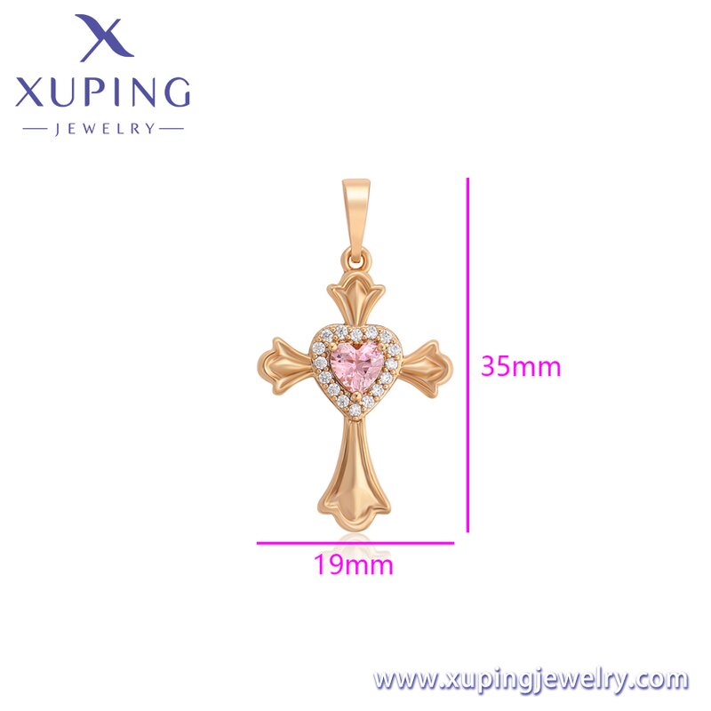 Pendant Manufacturer - XUPING X000770807 18K Gold Plated Love Cross Iced Out Simple