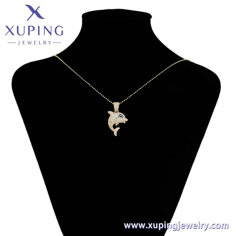 Pendant Manufacturer - XUPING X000810371 14K Gold Plated Dolphin Animal Iced Out
