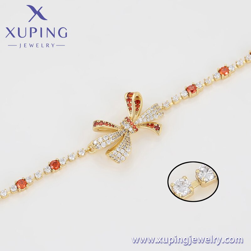 Women Bracelet Manufacturer - XUPING X000925809 14K Gold Plated Ribbon Crystal Vintage