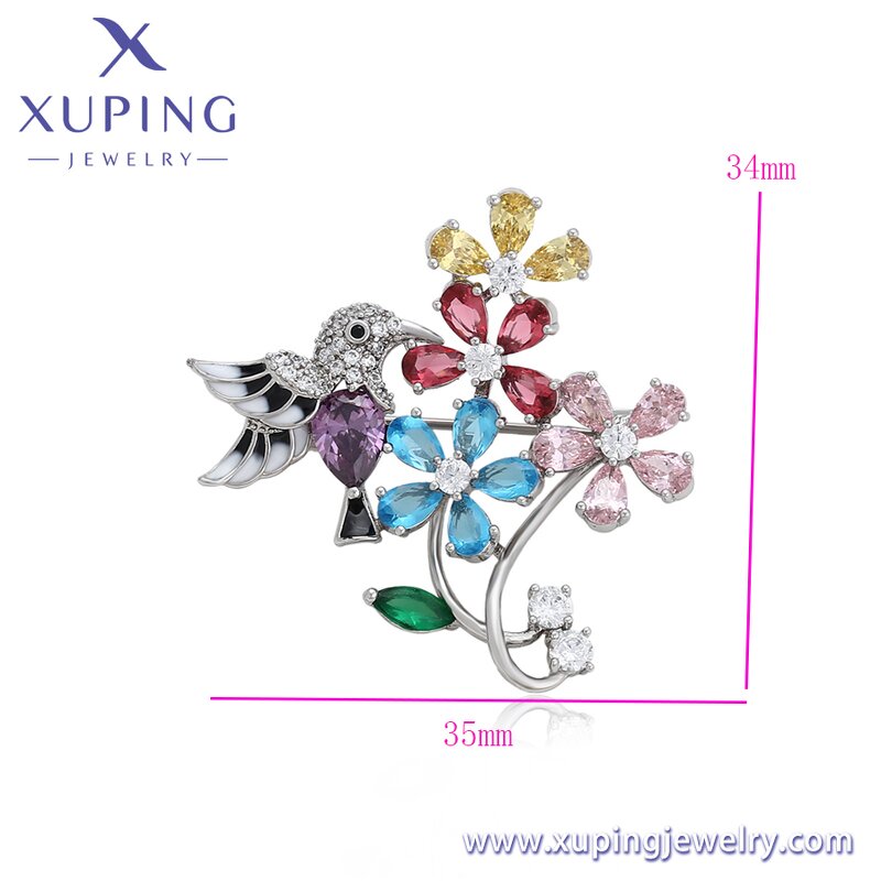 Women Brooch Manufacturer - XUPING S00100578 Colorful Flower Bird Fashion Elegant