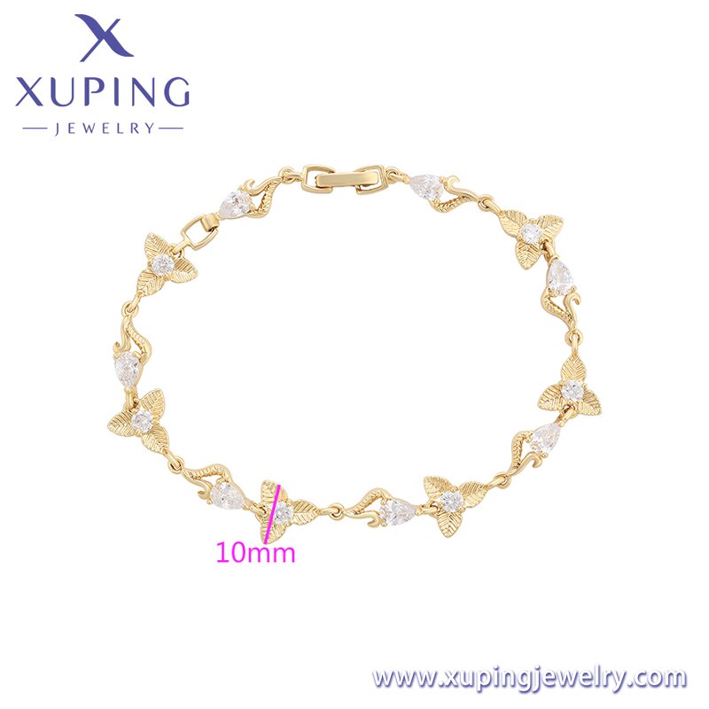 Women Bracelet Manufacturer - XUPING X000925776 14K Gold Plated Crystal Leaf Environmental