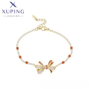 Women Bracelet Manufacturer - XUPING X000925809 14K Gold Plated Ribbon Crystal Vintage