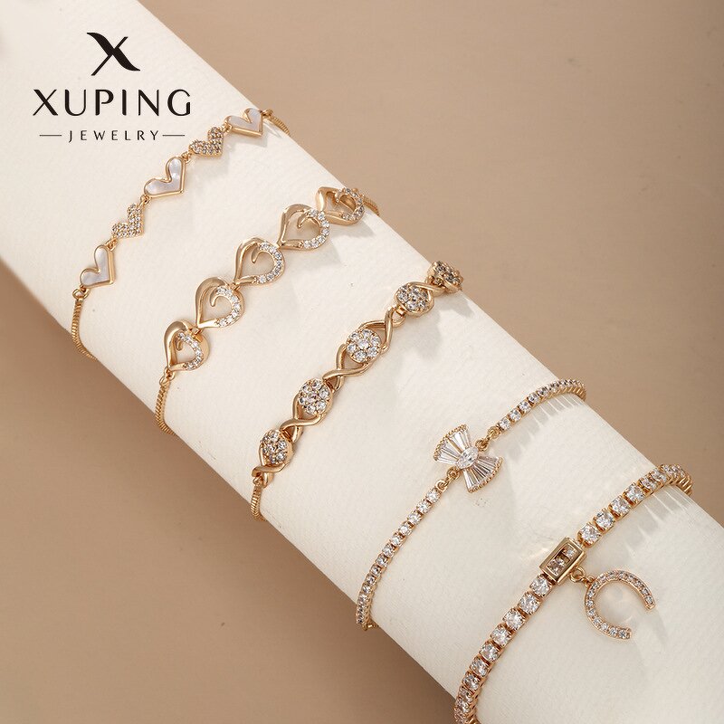 Women Bracelet Manufacturer - XUPING Gold Plated CZ Butterfly Bow Flower Tennis Charm