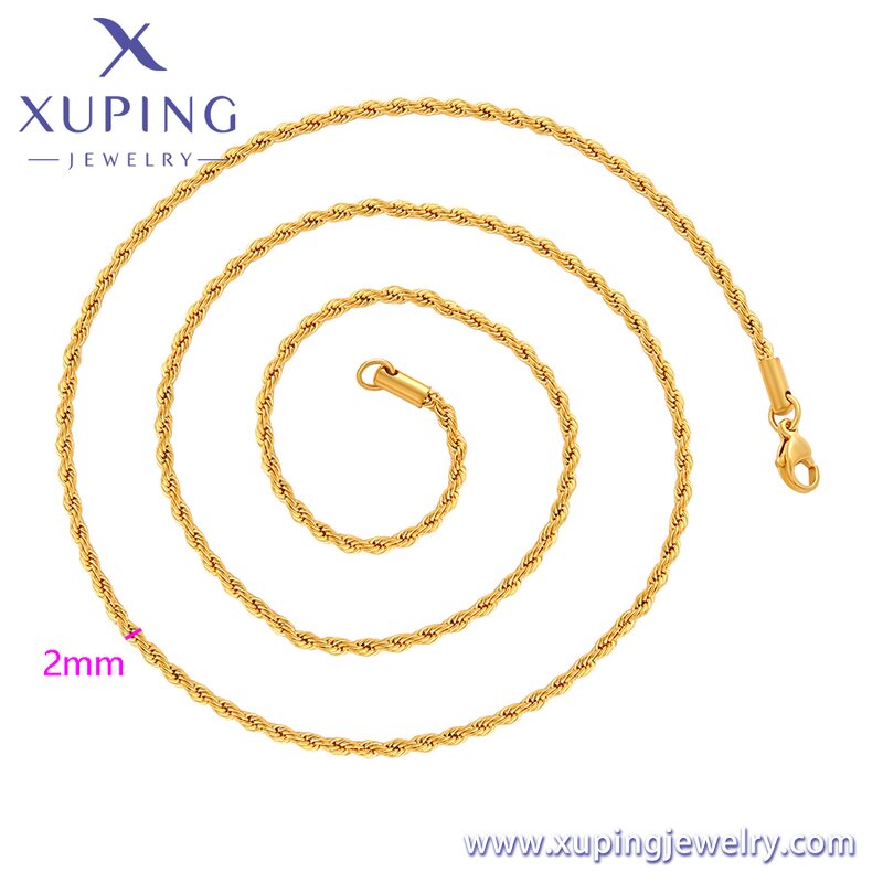 Women Necklace Manufacturer - XUPING 14N243620 24K Gold Plated Link Chain Simple