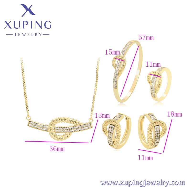 Women Jewelry Set Manufacturer - XUPING S00158030 14K Gold Plated Wheat Copper 4Pcs