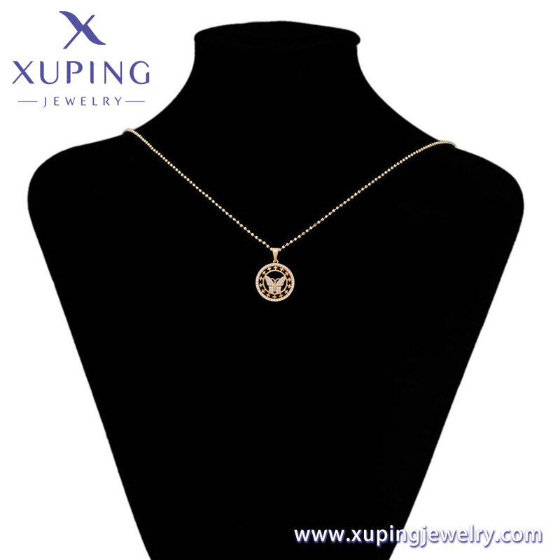 Women Pendant Manufacturer - XUPING X000759187 18K Gold Plated Butterfly Circle Necklace