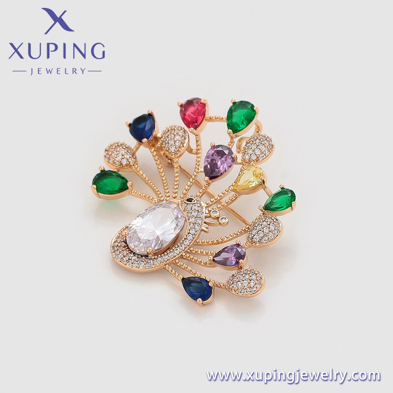 Women Brooch Manufacturer - XUPING S00109504 18K Gold Plated Peacock Animal Fashion