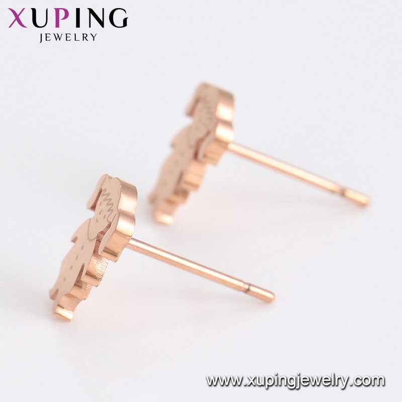 Stud Earring Manufacturer - XUPING 98589 Stainless Steel Rose Gold Plated Cute Girl