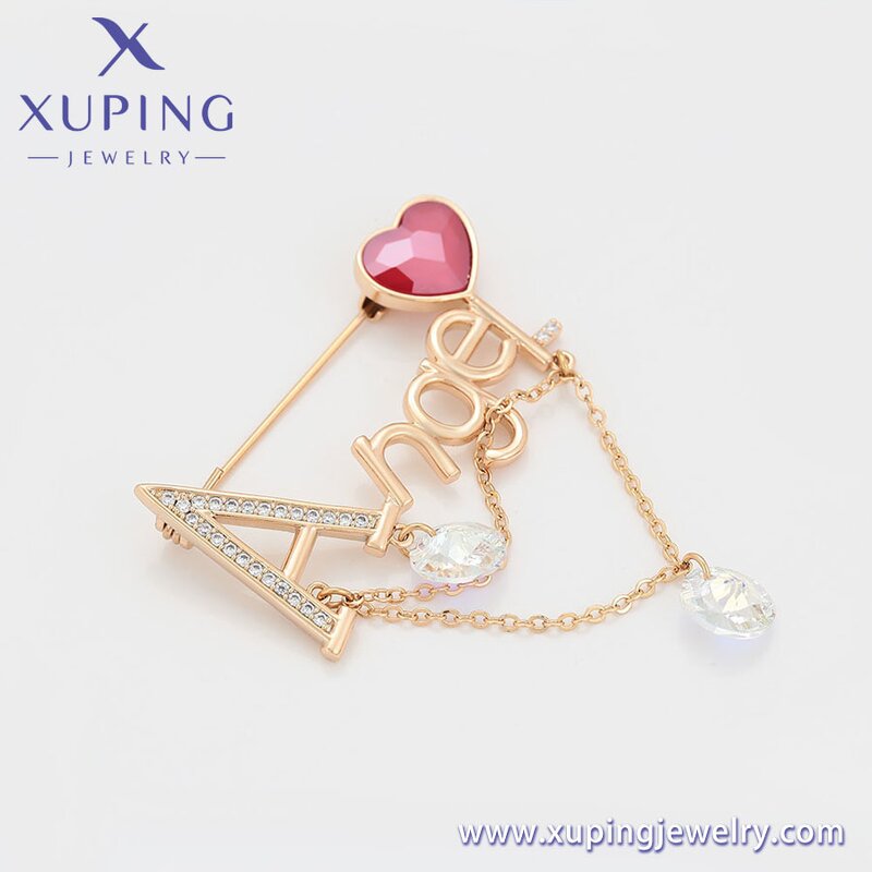 Women Brooch Manufacturer - XUPING A00912246 Heart Pendant Angle Letter Alphabet