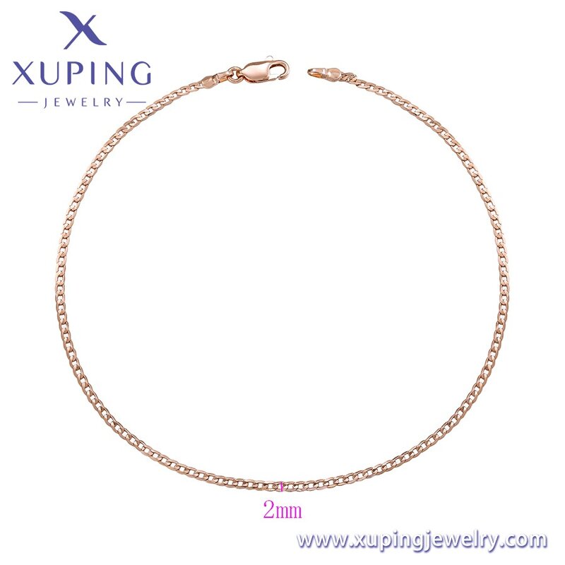 Women Anklet Manufacturer - XUPING Rose Gold Plated Simple Cuban Chain Fashion