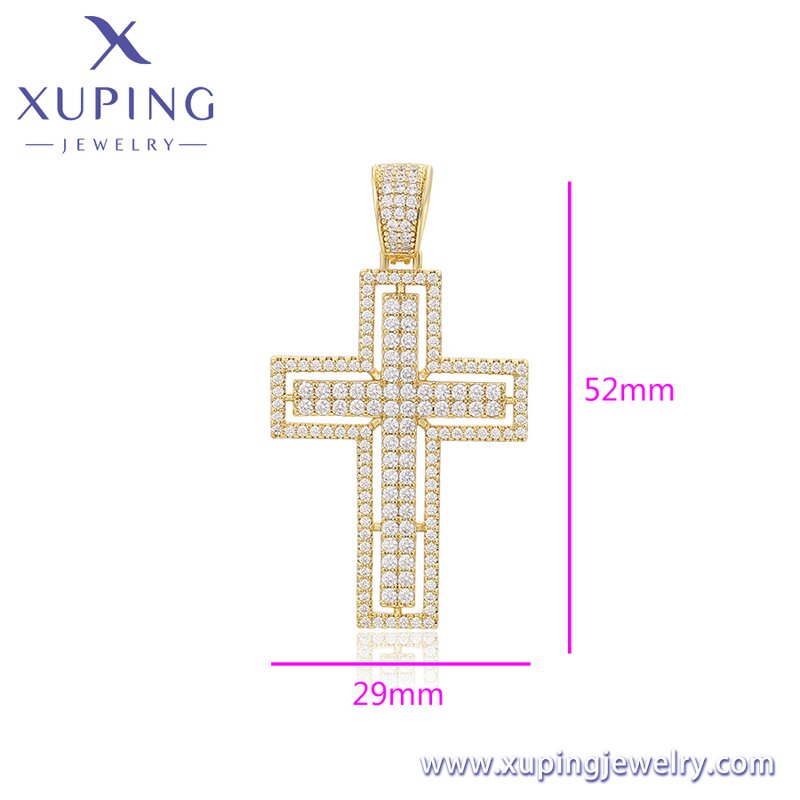 Men Pendant Manufacturer - XUPING X000743913 14K Gold Plated Cross Hip Hop Necklace