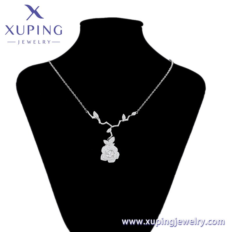 Women Necklace Manufacturer - XUPING X000977482 Platinum Plated Flower Pendant Simple