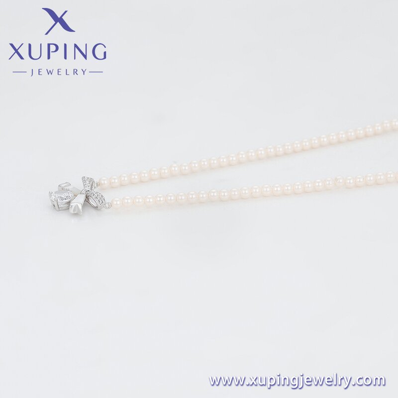 Women Necklace Manufacturer - XUPING X000967194 Platinum Plated Ribbon Beaded Simple