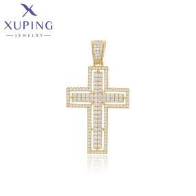 Men Pendant Manufacturer - XUPING X000743913 14K Gold Plated Cross Hip Hop Necklace