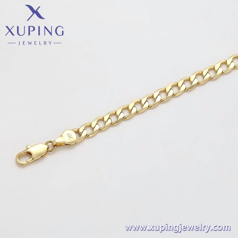 Women Anklet Manufacturer - XUPING X000991636 14K Gold Plated Simple Cuban Foot Chain