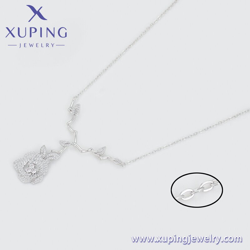 Women Necklace Manufacturer - XUPING X000977482 Platinum Plated Flower Pendant Simple