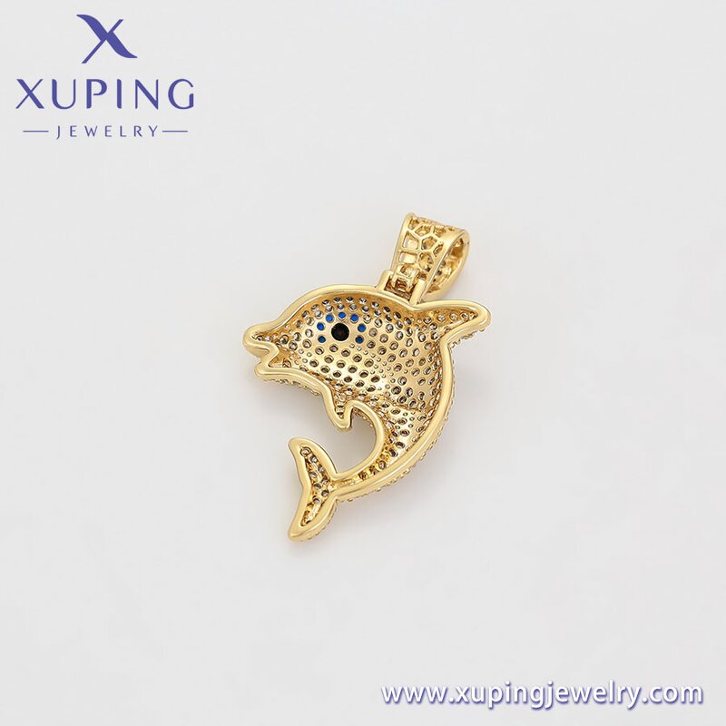 Pendant Manufacturer - XUPING X000810371 14K Gold Plated Dolphin Animal Iced Out
