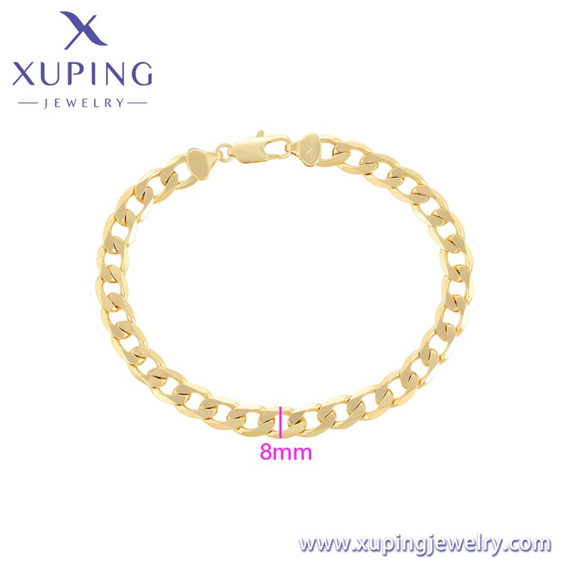Women Anklet Manufacturer - XUPING X000989880 14K Gold Plated 25cm Cuban Alloy Chain