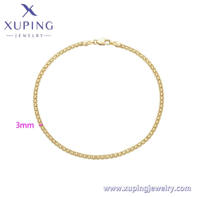 Women Anklet Manufacturer - XUPING X000979200 14K Gold Plated Simple Foot Link Chain
