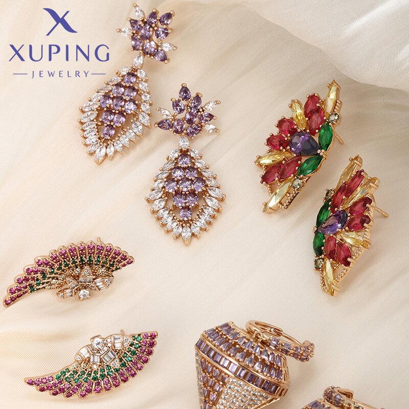 Earring Manufacturer - XUPING 14K/18K Gold Plated Huggie Hoop Rhinestone Wedding Stud