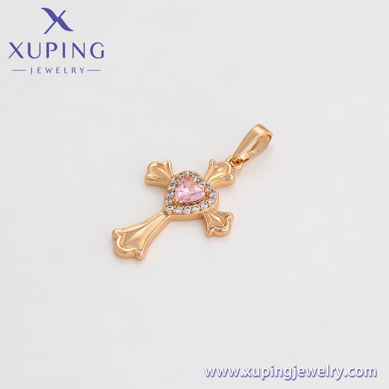 Pendant Manufacturer - XUPING X000770807 18K Gold Plated Love Cross Iced Out Simple