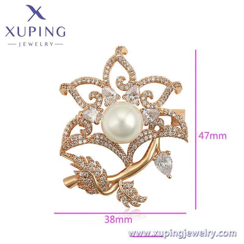 Women Brooch Manufacturer - XUPING A00902716 18K Gold Plated CZ Pearl Elegant