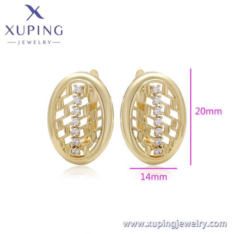 Huggie Earring Manufacturer - XUPING X000767234 14K Gold Plated Crystal Minimalist