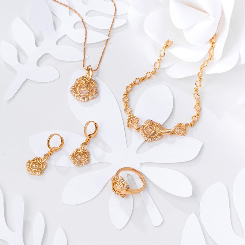 Jewelry Set Manufacturer - XUPING A00566983 18K Gold Plated South Indian Flower 4Pcs