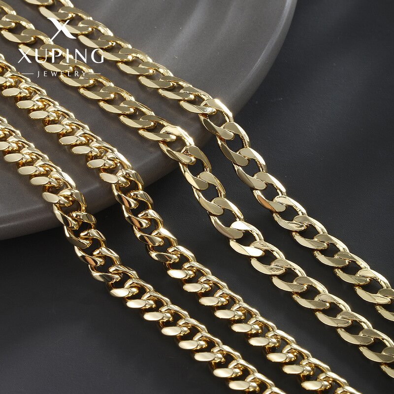 Men Necklace Manufacturer - XUPING Gold Plated Cuban Wheat Popcorn Rope Link Chain