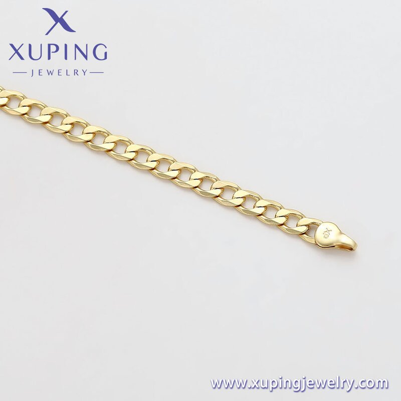 Women Anklet Manufacturer - XUPING X000991636 14K Gold Plated Simple Cuban Foot Chain