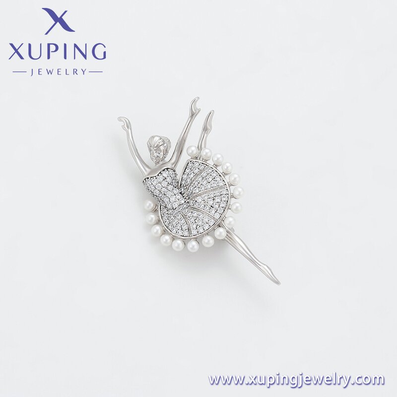 Women Brooch Manufacturer - XUPING S00100573 Platinum Plated Dance Girl Fashion Cute