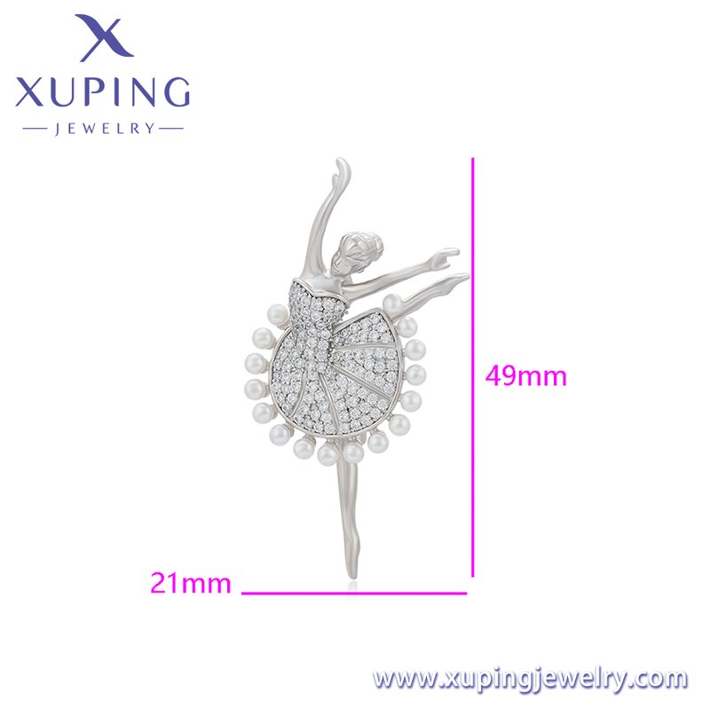 Women Brooch Manufacturer - XUPING S00100573 Platinum Plated Dance Girl Fashion Cute