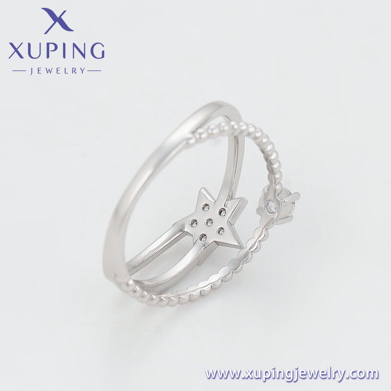 Women Ring Manufacturer - XUPING X000983471 Platinum Plated Double Tier Star Fashion
