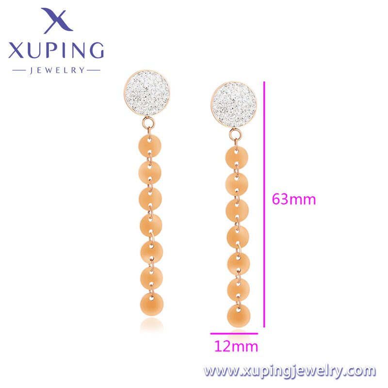 Chain Earring Manufacturer - XUPING 80929 Stainless Steel Circle Ring Long Chain