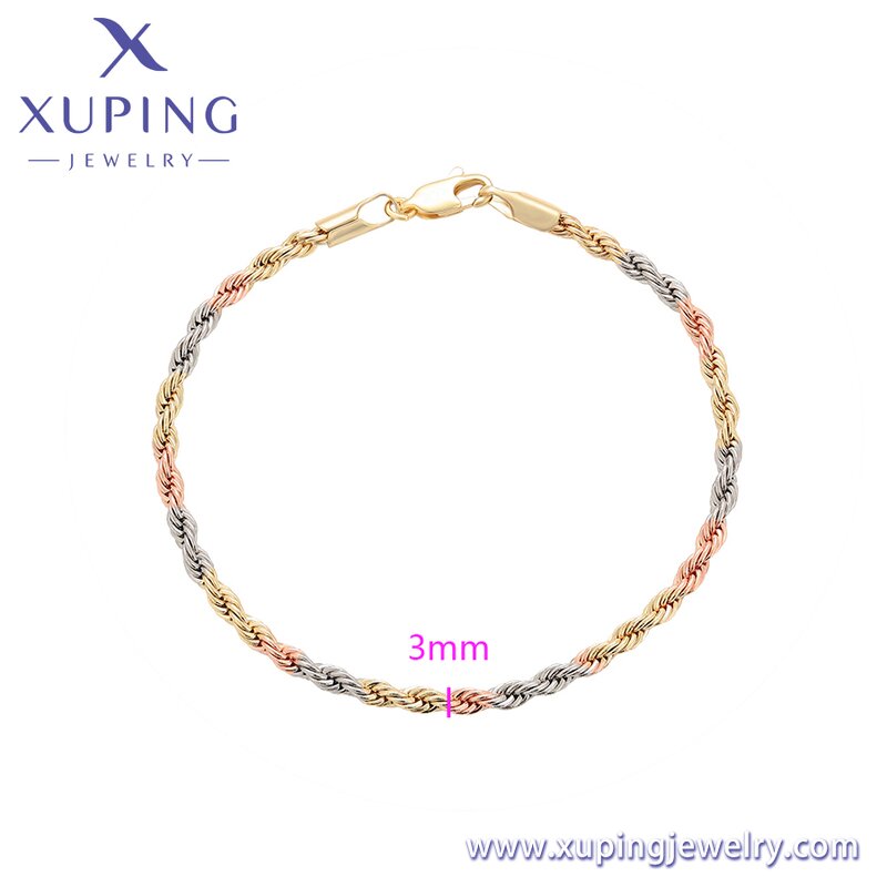 Women Bracelet Manufacturer - XUPING X000730618 Tri Color Chain Environmental Copper