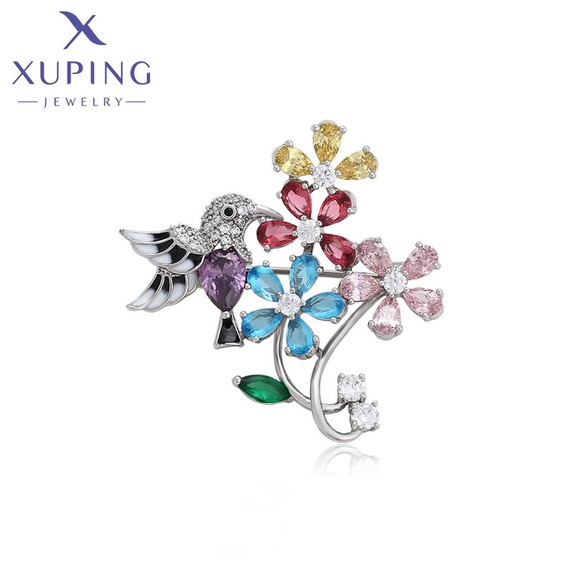 Women Brooch Manufacturer - XUPING S00100578 Colorful Flower Bird Fashion Elegant