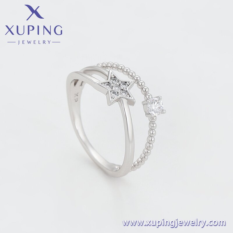 Women Ring Manufacturer - XUPING X000983471 Platinum Plated Double Tier Star Fashion