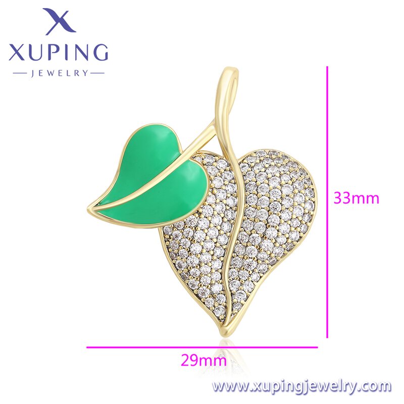 Pendant Manufacturer - XUPING X000852233 14K Gold Plated Iced Out Green Heart