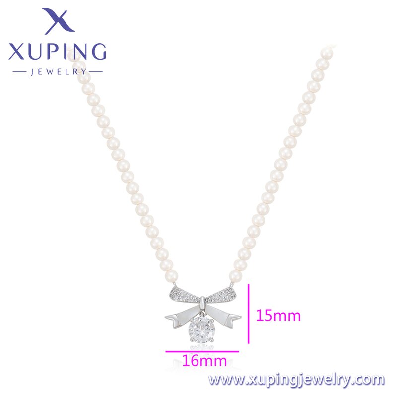 Women Necklace Manufacturer - XUPING X000967194 Platinum Plated Ribbon Beaded Simple
