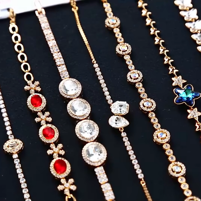 Women Bracelet Manufacturer - XUPING Gold Plated CZ Butterfly Bow Flower Tennis Charm