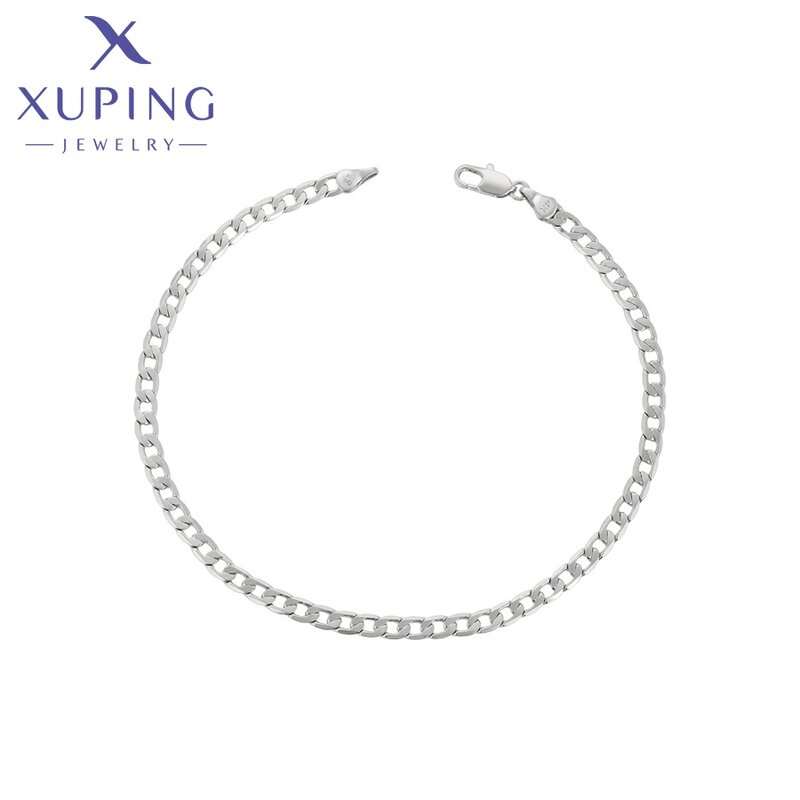 Women Anklet Manufacturer - XUPING X000988693 Platinum Plated Cuban Chain Silver