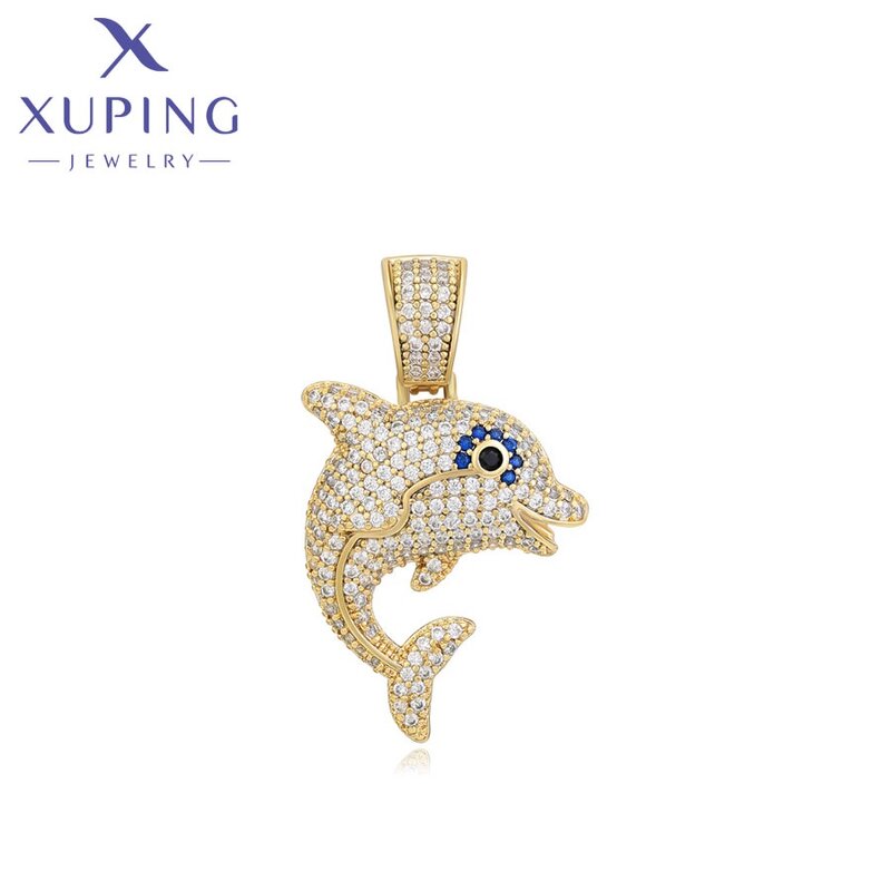 Pendant Manufacturer - XUPING X000810371 14K Gold Plated Dolphin Animal Iced Out